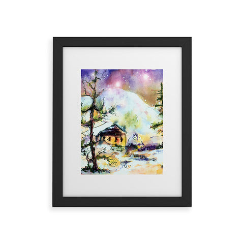 Ginette Fine Art Cabin In The Snow Framed Art Print
