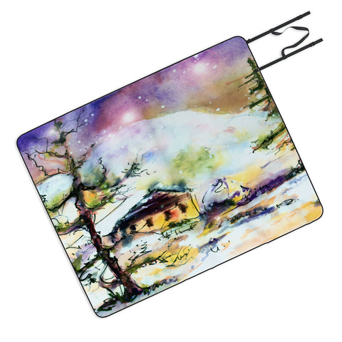 Ginette Fine Art Cabin In The Snow Picnic Blanket