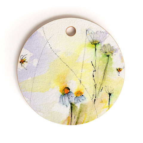 Ginette Fine Art Chamomile Song Cutting Board Round