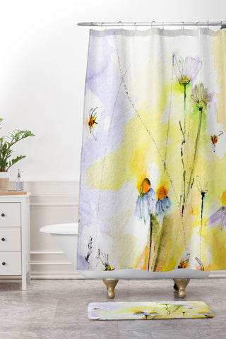Ginette Fine Art Chamomile Song Shower Curtain And Mat
