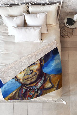 Ginette Fine Art Cowboy Fleece Throw Blanket