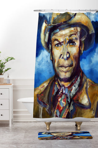 Ginette Fine Art Cowboy Shower Curtain And Mat