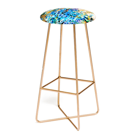 Ginette Fine Art Delphiniums Jardin Bleu Bar Stool