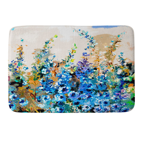Ginette Fine Art Delphiniums Jardin Bleu Memory Foam Bath Mat