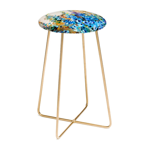 Ginette Fine Art Delphiniums Jardin Bleu Counter Stool