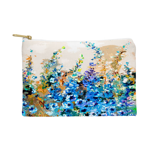 Ginette Fine Art Delphiniums Jardin Bleu Pouch