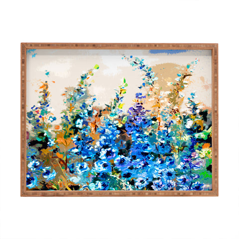 Ginette Fine Art Delphiniums Jardin Bleu Rectangular Tray