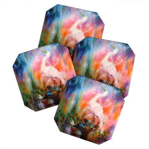 Ginette Fine Art Egret Dreams Coaster Set