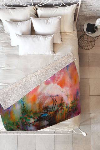 Ginette Fine Art Egret Dreams Fleece Throw Blanket