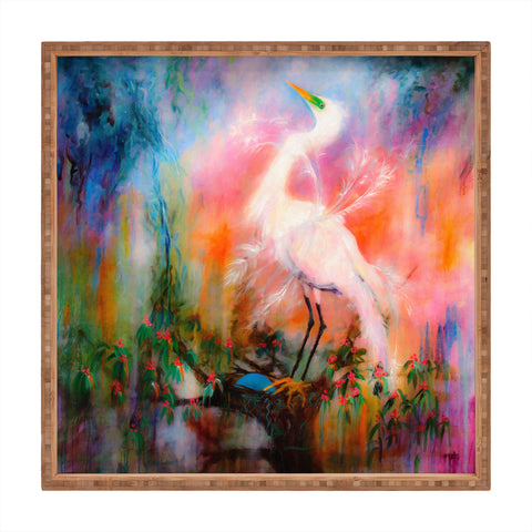 Ginette Fine Art Egret Dreams Square Tray