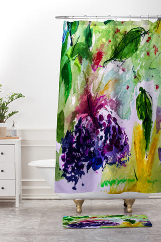 Ginette Fine Art Elder Berries Wild Fruit 2 Shower Curtain And Mat