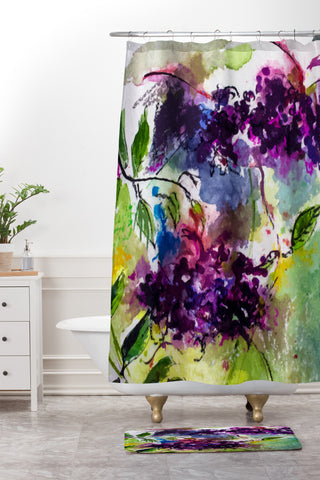 Ginette Fine Art Elder Berries Wild Fruit Shower Curtain And Mat