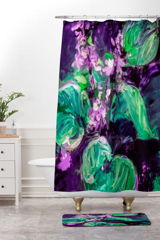Ginette Fine Art Enigmatic Hosta Shower Curtain And Mat