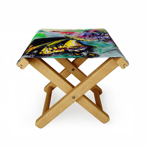 Ginette Fine Art Expressive Black Butterfly Folding Stool