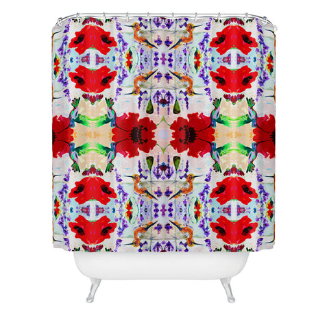 Ginette Fine Art French Country Cottage Hummingbirds and Poppies Shower Curtain