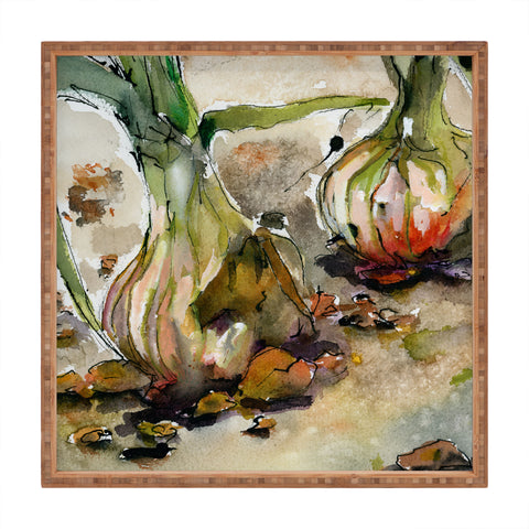 Ginette Fine Art French Yellow Onions Square Tray