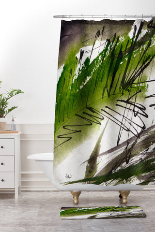 Ginette Fine Art Green Souls 1 Shower Curtain And Mat