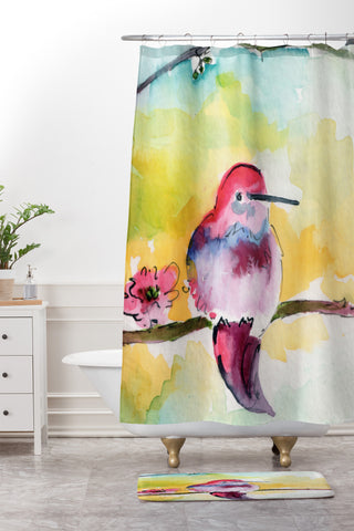 Ginette Fine Art Humminbird Shower Curtain And Mat