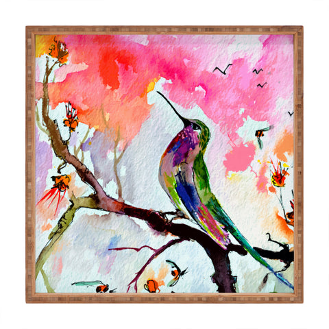Ginette Fine Art Hummingbird In Spring Square Tray
