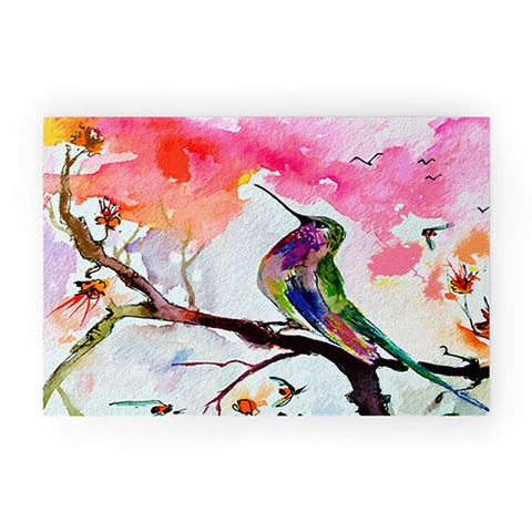 Ginette Fine Art Hummingbird In Spring Welcome Mat
