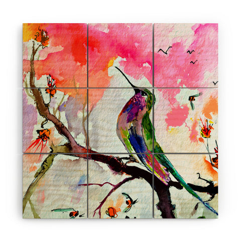 Ginette Fine Art Hummingbird In Spring Wood Wall Mural