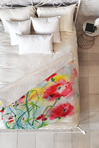 Ginette Fine Art If Poppies Could Only Speak Fleece Throw Blanket
