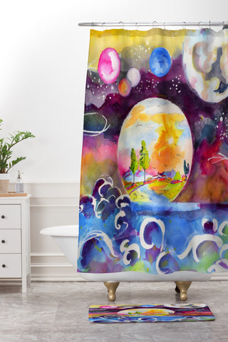 Ginette Fine Art Into The Future Shower Curtain And Mat