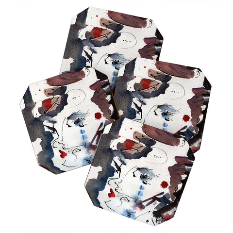 Ginette Fine Art Intuitive Abstract Face Coaster Set