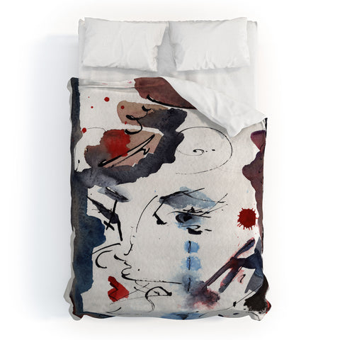 Ginette Fine Art Intuitive Abstract Face Duvet Cover