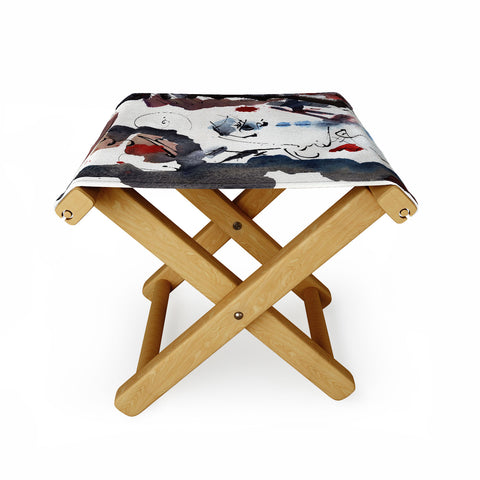Ginette Fine Art Intuitive Abstract Face Folding Stool