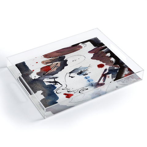 Ginette Fine Art Intuitive Abstract Face Acrylic Tray
