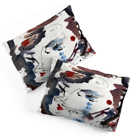 Ginette Fine Art Intuitive Abstract Face Pillow Shams