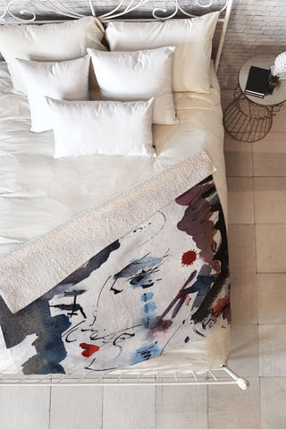 Ginette Fine Art Intuitive Abstract Face Fleece Throw Blanket