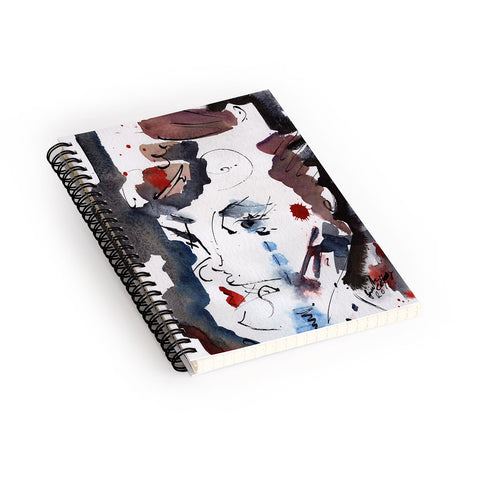 Ginette Fine Art Intuitive Abstract Face Spiral Notebook