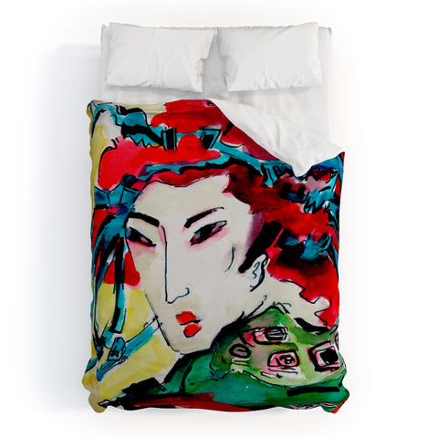 Ginette Fine Art Japanese Woman Duvet Cover