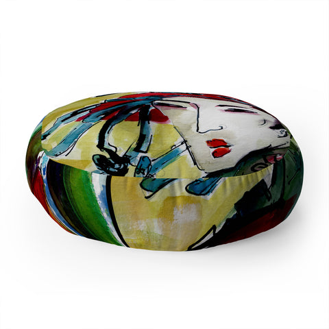 Ginette Fine Art Japanese Woman Floor Pillow Round