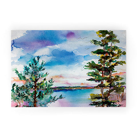 Ginette Fine Art Lake View Through The Trees Welcome Mat