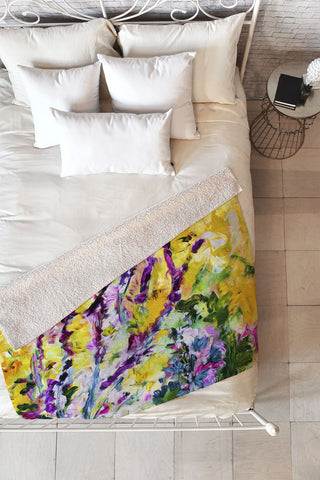 Ginette Fine Art Lavender and Bees Provence Fleece Throw Blanket