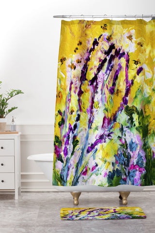 Ginette Fine Art Lavender and Bees Provence Shower Curtain And Mat