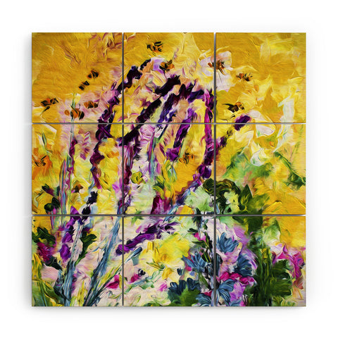 Ginette Fine Art Lavender and Bees Provence Wood Wall Mural