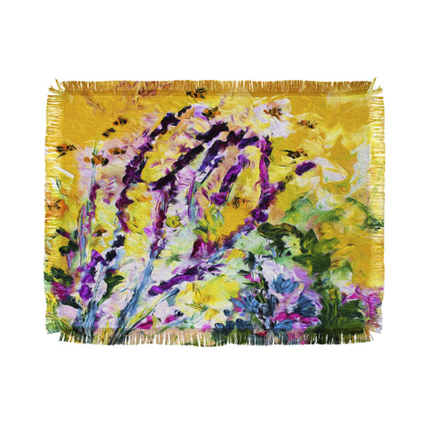 Ginette Fine Art Lavender and Bees Provence Throw Blanket