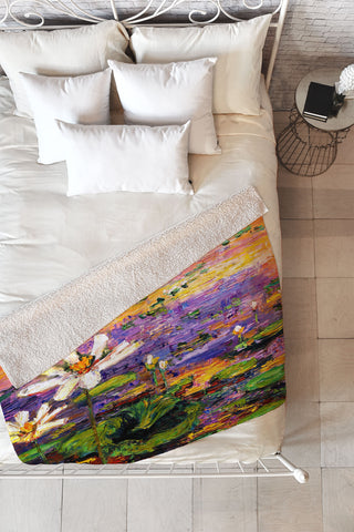 Ginette Fine Art Lily Pads Pond Fleece Throw Blanket