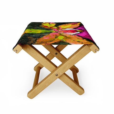 Ginette Fine Art Mesmerizing Orchid Folding Stool