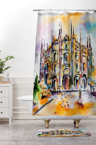 Ginette Fine Art Milan Italy Cathedral Shower Curtain And Mat