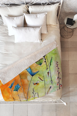 Ginette Fine Art Miro Poppy Land Fleece Throw Blanket
