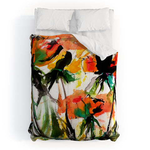 Ginette Fine Art Modern Peach Roses Comforter