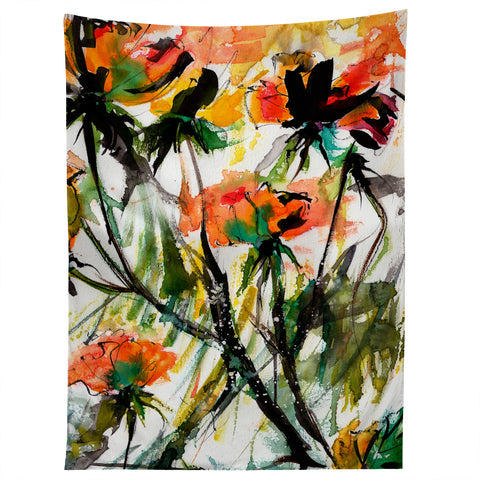 Ginette Fine Art Modern Peach Roses Tapestry