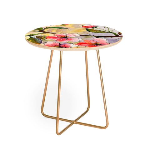 Ginette Fine Art Pink Blossoms Spring Round Side Table