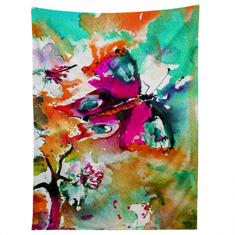 Ginette Fine Art Pink Butterfly Tapestry