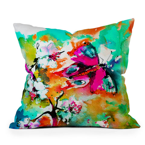 Ginette Fine Art Pink Butterfly Throw Pillow